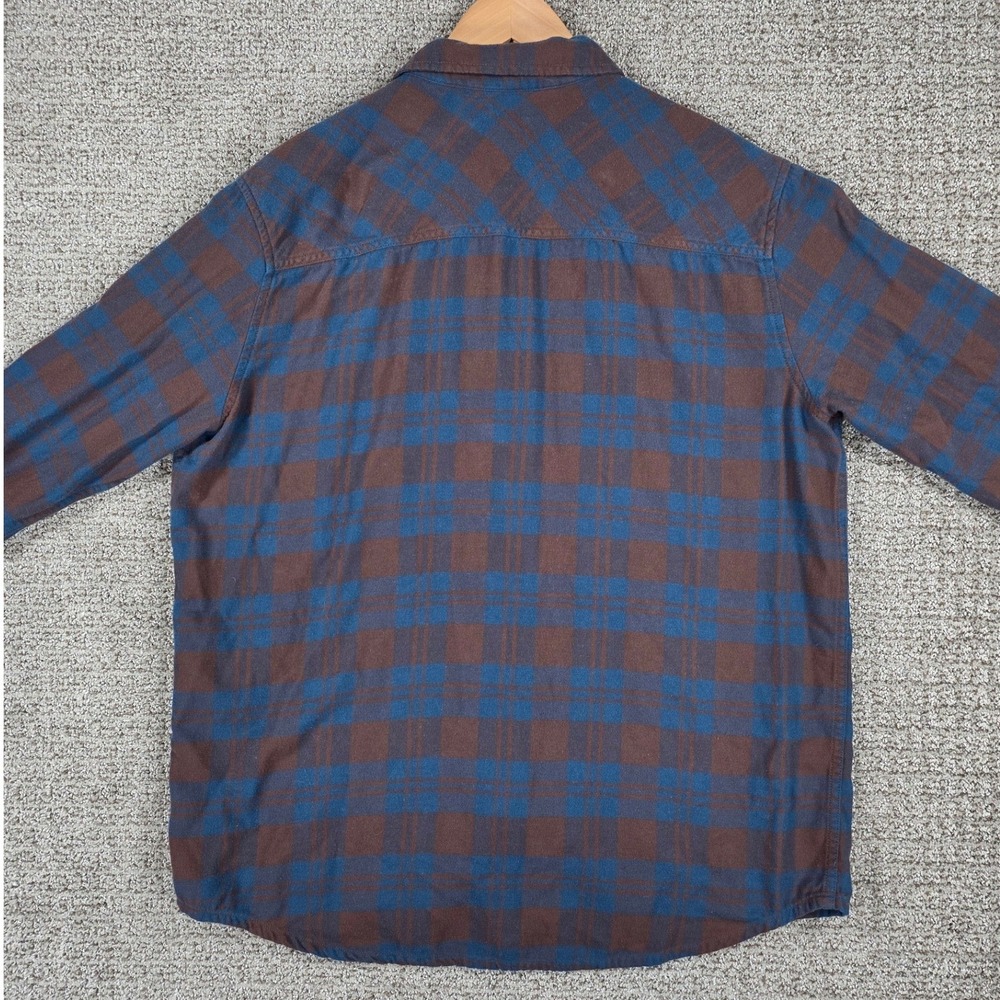 Stio Miter Lightweight Flannel Mens Large Brown Blue Plaid Long Sleeve Shirt - Picture 4 of 6